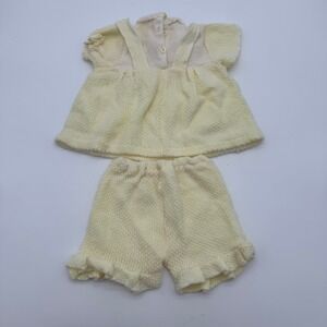 Vintage Soft Spun Baby Girl Knit Dress Bloomers Set Yellow 6-12 Months Japan